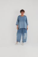 „Sky” Hose – premium denim, łatka i stretch